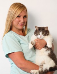 Julie Bagatavicius holding a cat